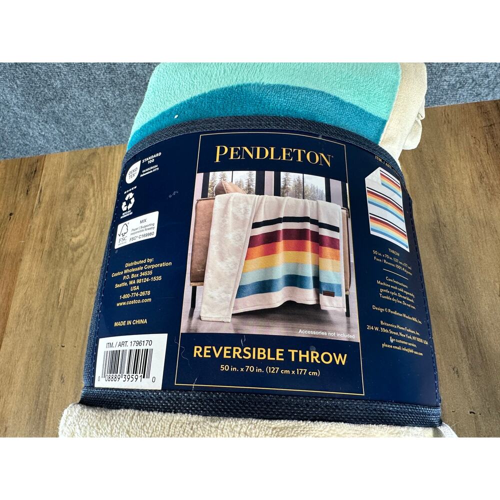 Pendleton Reversible Throw Blanket 50 X 70 NEW in Package Warm Cozy